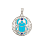 Modern Turquoise Scarab Silver Pendant