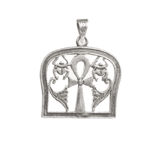 Egyptian Ankh with Double Scarab and Lotus Flower Pendant