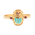 Remarkable Amethyst Turquoise Scarab Ring