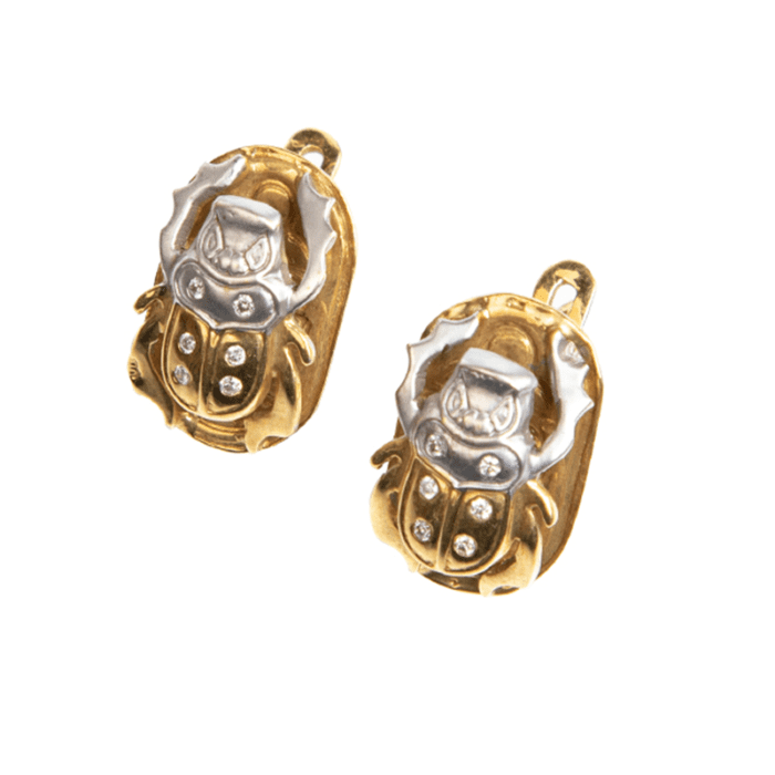 Diamond Scarab Earrings - Image 1