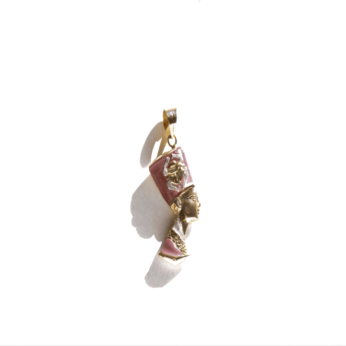 Double-Sided Gold Feminine Scarab Nefertiti Pendant - Image 5