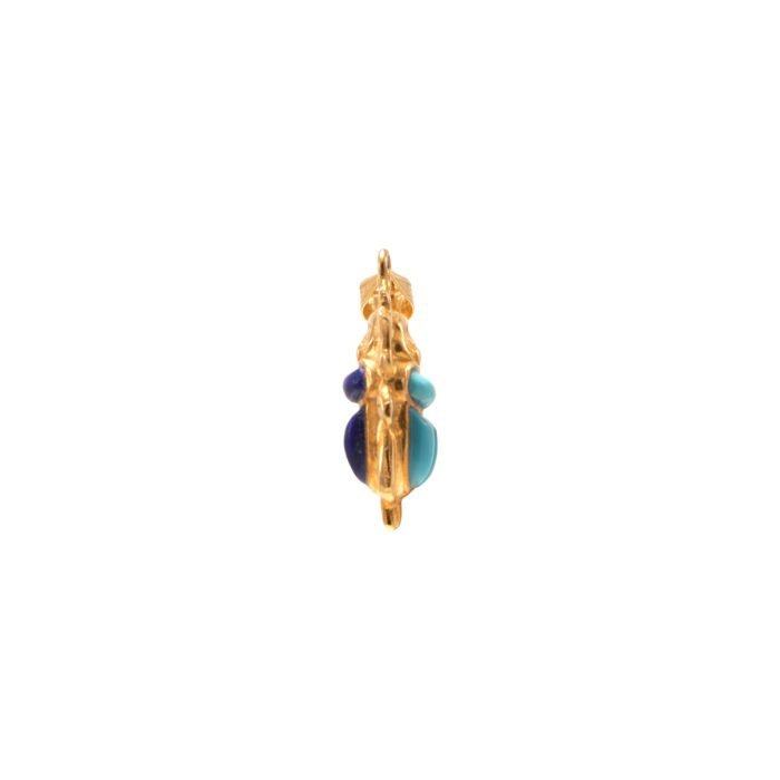 Egyptian Scarab Gold 18K Double-Sided Pendant with Turquoise and Lapis - Image 4
