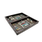 Ancient Egypt Backgammon Board, Handmade Chess Board Inlaid with Mother of Pearl - Image 2